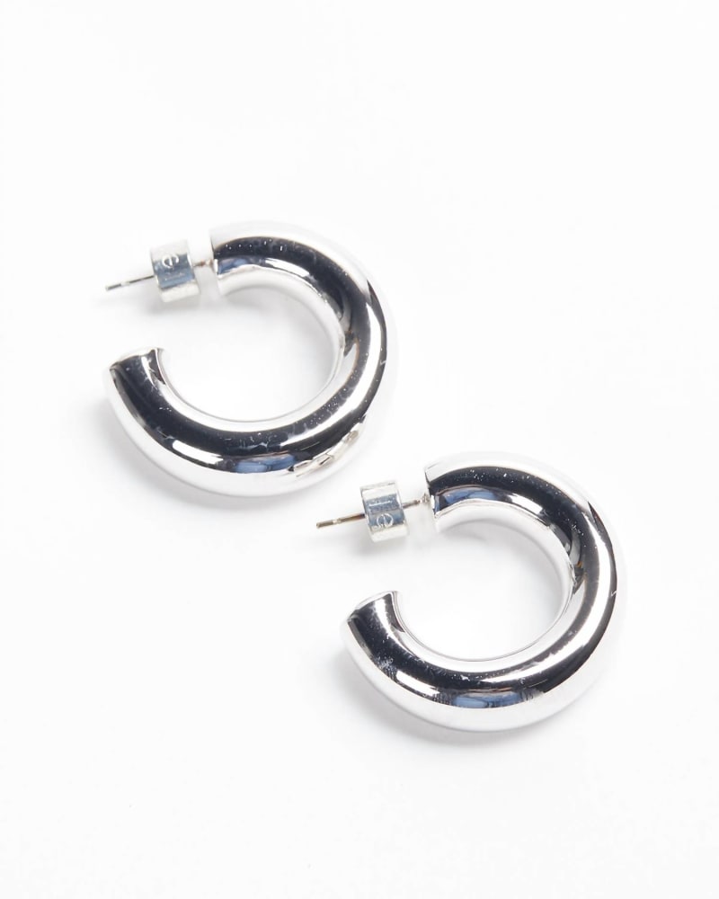 Front of a size O/S Baby Ryan Hoops in Silver in Silver by Eklexic. | dia_product_style_image_id:331676